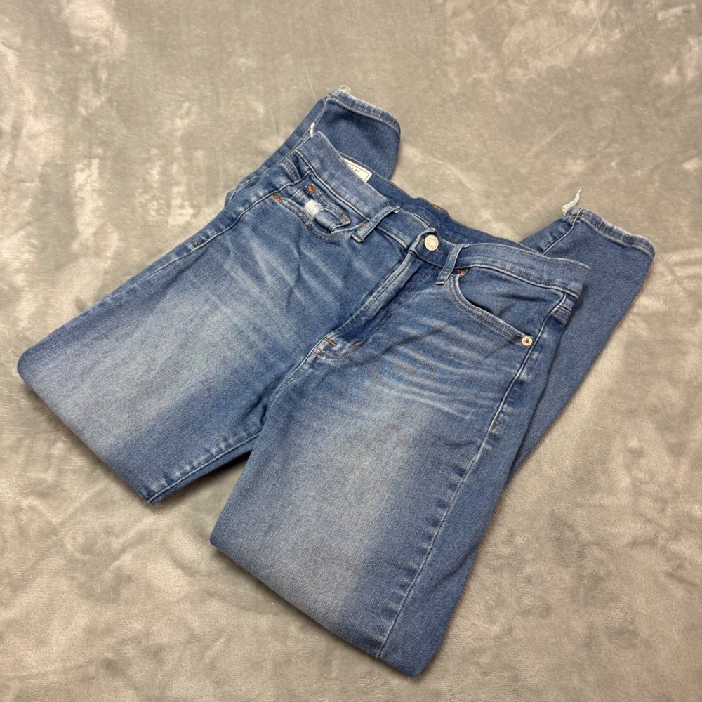 GAP True Skinny Ankle‎ Sky High Jeans Distressed Blue Denim Size 28 (28x25)